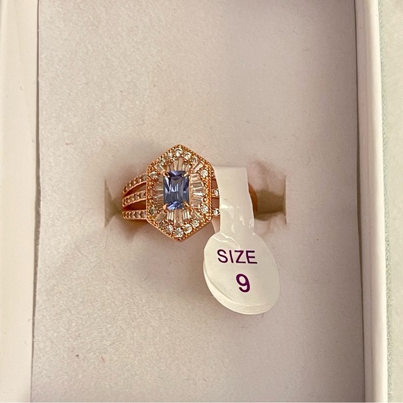 “A Sparkling Flame” Tanzanite purple & cz in rose gold plating ring RBL6772 - Picture 3 of 4